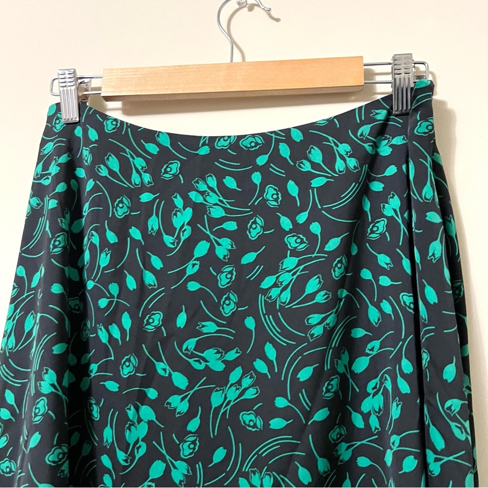 Satin Asymmetrical Floral Midi Skirt - Picture 5 of 8